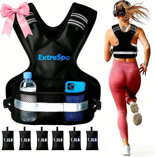 Adjustable Weighted Vest for Women and Men, 4-10lb/11-20lb/20-32lb Weight Vest with 6 Ironsand Weights, Body Weight Vest Exercise Set with Reflective Strip for Strength Training and Workout