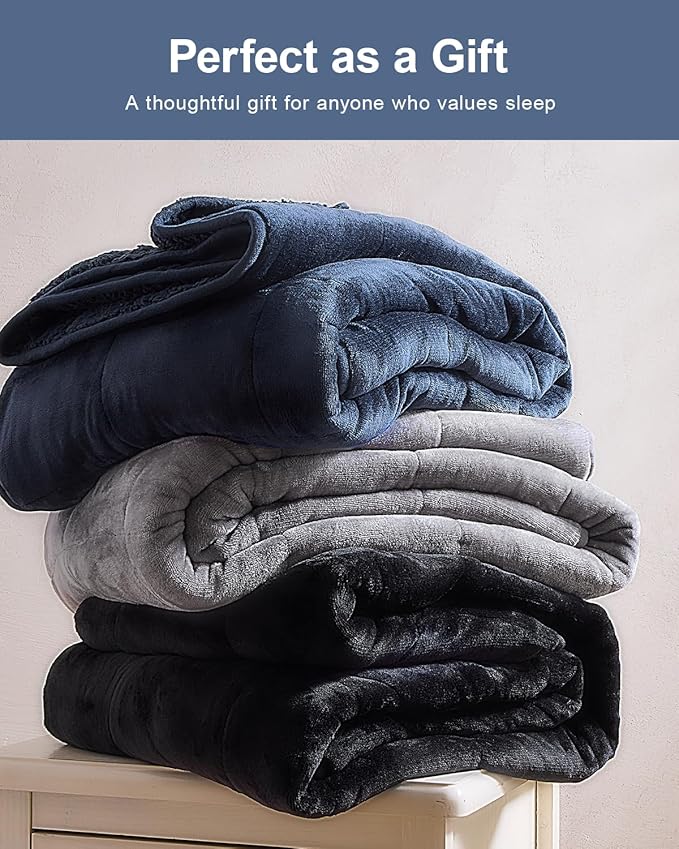 Super Fuzzy Soft Sherpa Fleece Weighted Blanket, 20 lbs Dual Sided Fluffy Heavy Weighted Blankets for Adults - No Bunching with Double Layers of Soft Inner Lining (60"x 80", 20 Pounds)