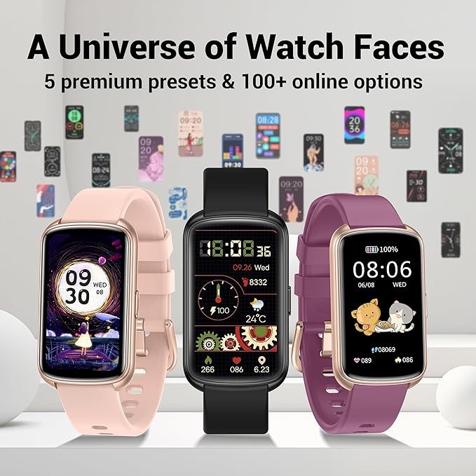 Fitness Trackers, 1.47 Inch Smartwatch, Touchscreen Activity Tracker with Thin Smartband Design, 5ATM Waterproof Fitness Watch Blood Oxygen Heart Rate Monitor for Android/iOS (Purple)