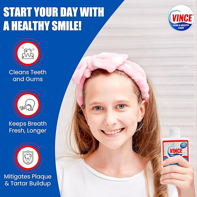 Vince Gum and Mouth Powder - Daily Use Dentifrice - Oxygenating Bubbles - Bad Breath - Gingivitis - Irritated or Bleeding Gums - Canker Sore - Inflammation - Wounds - Cleanse & Refresh - 4 Ounce