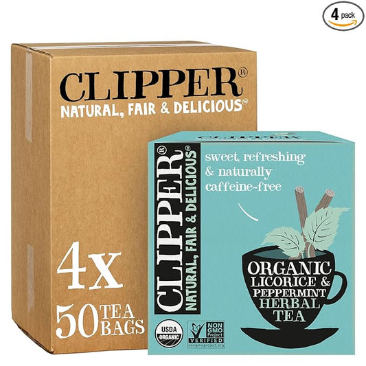 Clipper Tea Peppermint & Licorice Teabags – Caffeine Free, USDA Organic, Great Hot or Iced – Sweet, Refreshing, Natural, Fair & Delicious Sweet – 200 Tea Bags
