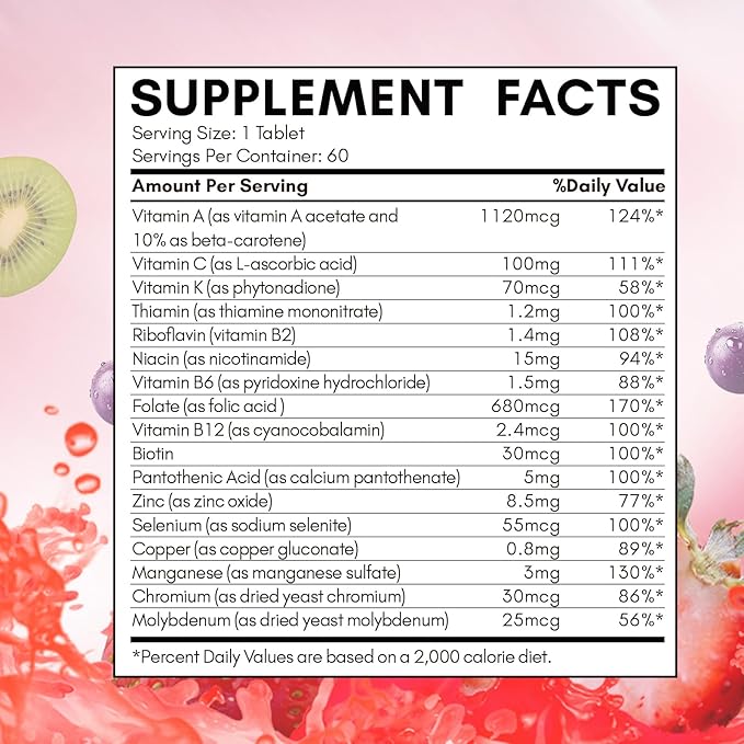 NYO3 Multivitamin for Women with Zinc & Biotin Vitamins A,C,K,B2,B6,B12 & Multimineral | Daily Multivitamins Beauty & Energy | Gluten-Free, 60 Day Supply