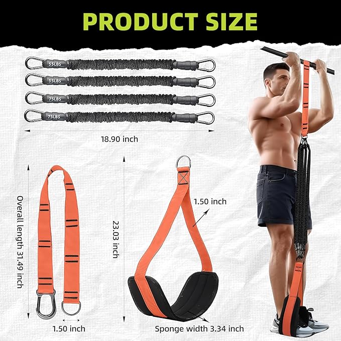 Pull Up Assistance Bands 260lbs – Heavy Resistance Bands for Pull Ups with Feet Rest, Height Adjustable Pull Up Bar Bands, Strength Training Workout Equipment