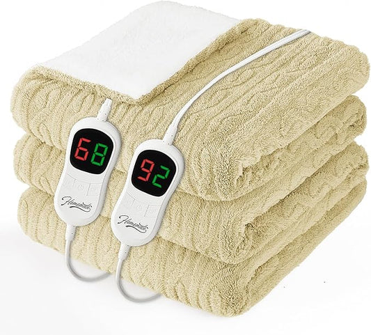 Homemate Electric Heated Blanket King - 100"x90" Heating Bed Blankets Throw with 10 Heating Levels 8 Hours Auto Off Fast Heating Over-Heated Protection Ultra Soft Warm Flannel ETL Certified