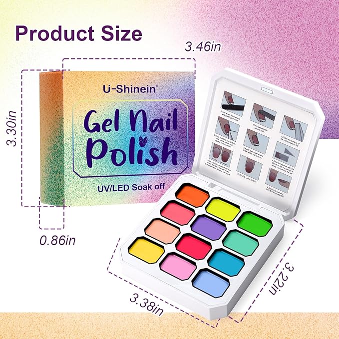 Gradient Painting Gel, 12 Bright Colors Ombre Gel Nail Polish for Pigment Pat Nails Aura Nails, French Manicure DIY Nail Art Long-lasting No-wipe Palette Chroma Carnival