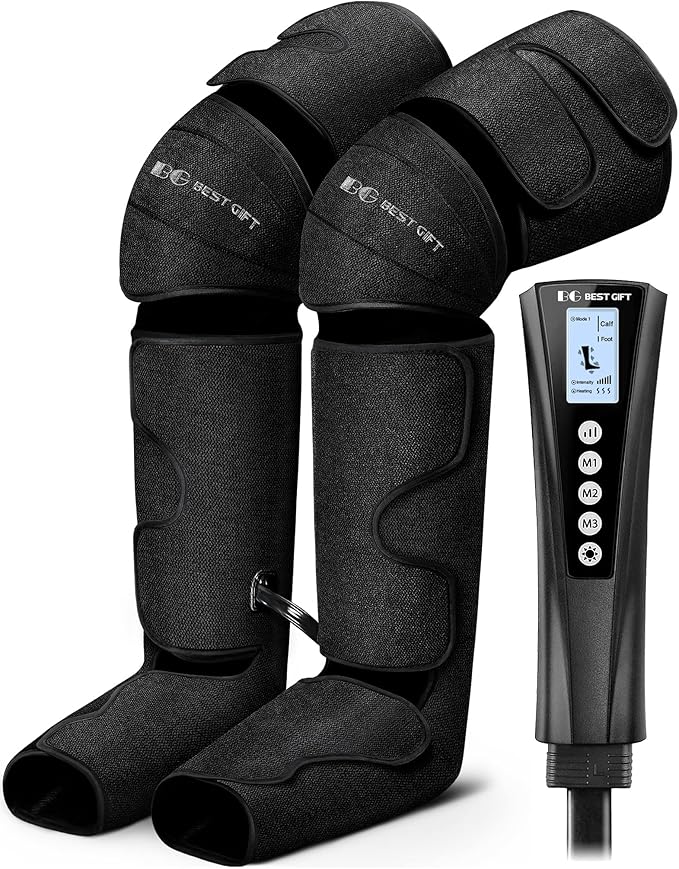Gifts for Mom, Dad, Men, Women & Loved Ones – Air Compression Leg Massager with Heat – Ideal for Christmas, Mother Day & Father Day – Relieves Muscle Fatigue for Feet, Legs, Calves, Thighs, and Knees