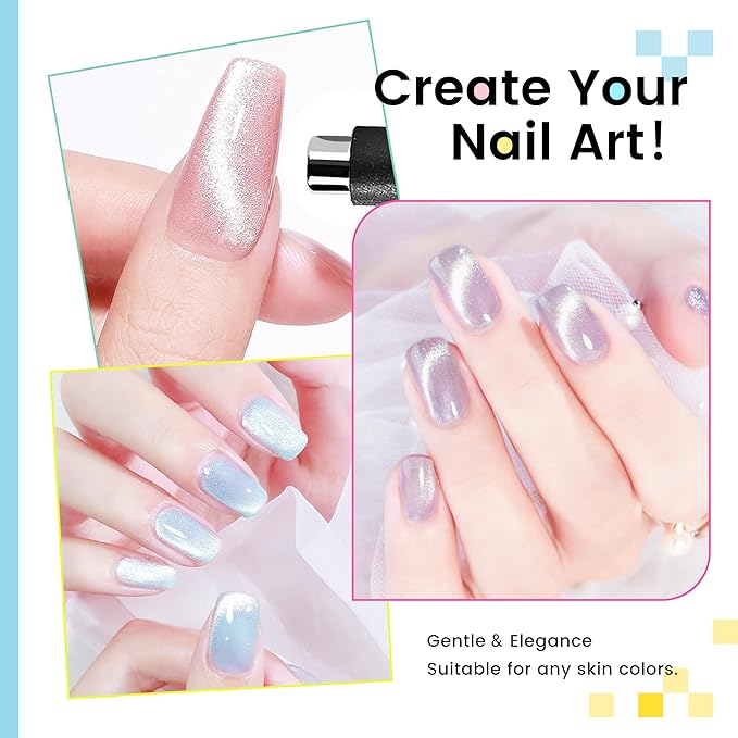 AIJIMEI Cat Eye Gel Polish Set - 8 Colors 10ML magnetic Gel Nail Polish Nail Art, Soak Off LED/UV Lamp Cured, Professional Salon Quality, Long Lasting Gel Nail Polish Kit