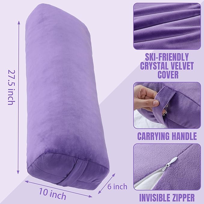 MABOZOO Yoga Bolster Pillow, Rectangular Bolster for Restorative Yoga & Meditation, Professional Meditation Cushion with Carry Handle, 27"X10"X6"