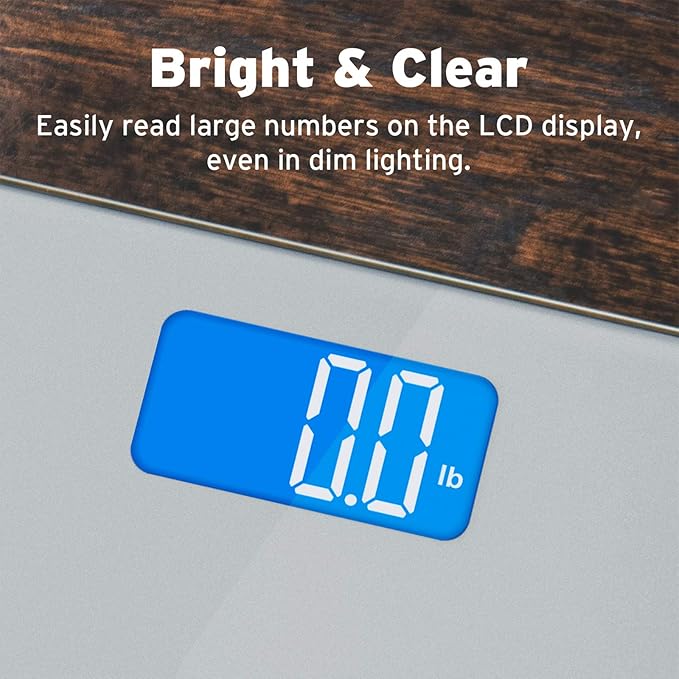 Etekcity Scale for Body Weight, Digital Bathroom Weighing Machine for People, Large and Easy-to-Read Backlight Display, Accurate with High Precision Measurements, Durable Tempered Glass, 400 lbs