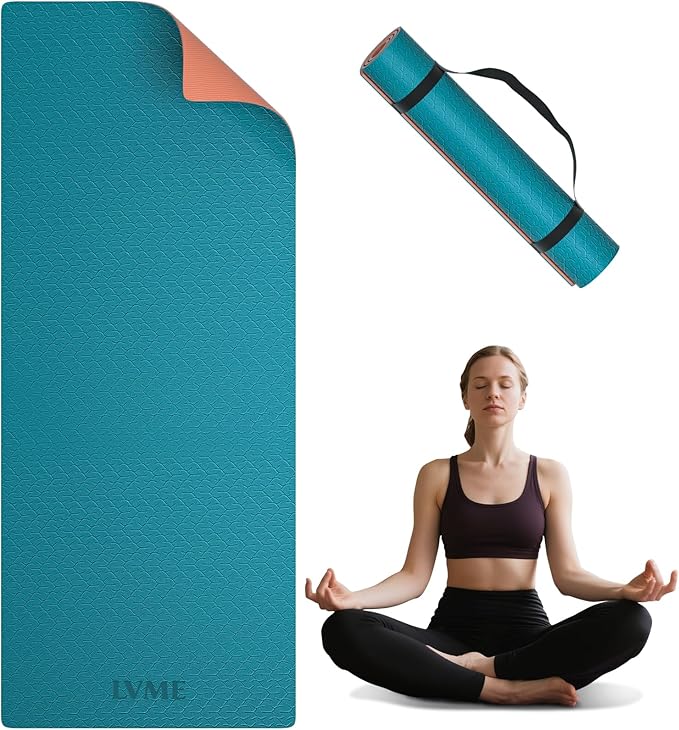 Yoga Mat Non Slip, Anti-Tear 1/4 Thick TPE Yoga Mats for Women and Men, a stylish and practical dual-tone yoga mat.72"x24" Exercise & Fitness Mat with Carrying Strap, Workout Mats for Yoga, Pilates and Floor Exercise