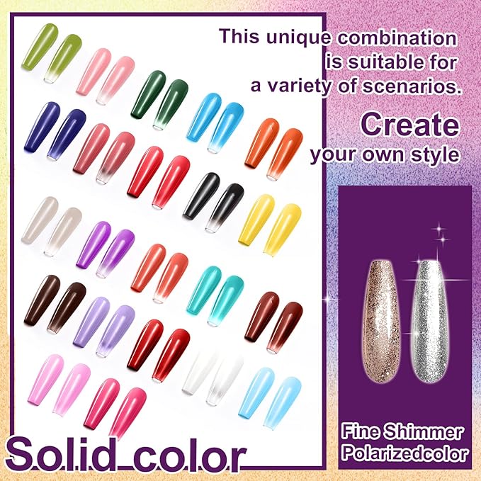 Gradient Painting Gel, 24 Gliter Colors Ombre Gel Nail Polish for Pigment Pat Silver&Gold Aura Nails, French Manicure DIY Nail Art Long-lasting No-wipe Palette B