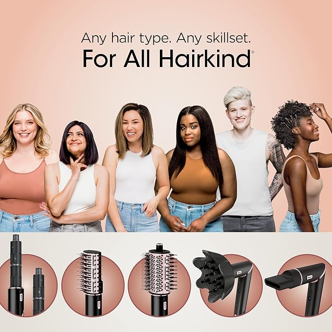 Shark Hair Dryer | FlexStyle Hair Styling System | Portable & Powerful Blow Dryer Brush | Hair Curler & Volumizer | 6 Styling Tools Included | Best for All Hair Types | Black | HD440BK