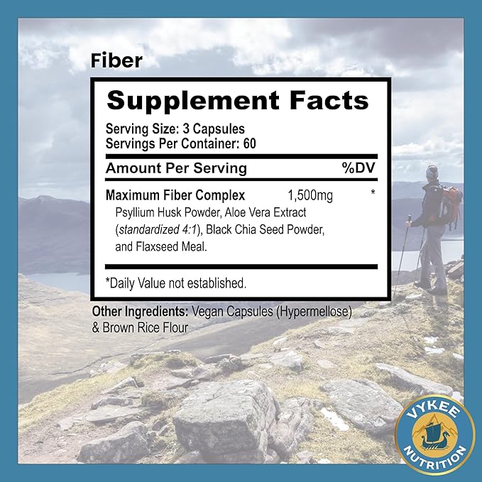 Advanced Fiber Complex – Psyllium Husk, Aloe Vera, Chia & Flax Seed | Vegan, Non-GMO | Supports Digestive Health, Regularity & Gut Wellness | 180 Capsules