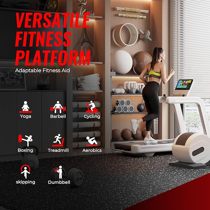 SUPERJARE 0.79'' Extra-Thick Exercise Equipment Mats, 36 Pcs 144 Sq Ft Rubber Top Floor Tiles with High Density EVA Foam, Interlocking Gym Flooring for Home Gym, Workout Mat, Black/Grey