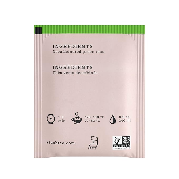 Stash Tea Decaf Premium Green Tea, Box of 100 Tea Bags (Packaging May Vary)