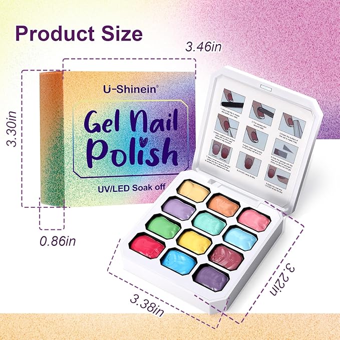 Gradient Painting Gel, 12 Bright Colors Ombre Gel Nail Polish for Pigment Pat Aura Nails, French Manicure DIY Nail Art Long-lasting No-wipe Cream Color Palette Lullaby Palette