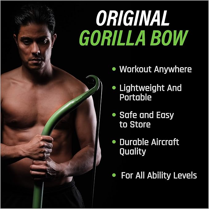 Travel Gorilla Bow Portable Home Gym System, Strength Training Equipment 100 Plus Quality Workouts, All in One Exercise Equipment for Travel, Home Gym & Outdoor Workouts