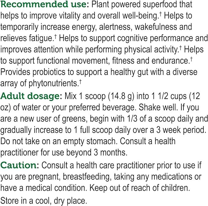Genuine Health Greens + Extra Energy Superfood Powder, Provides an Immediate Energy Boost & Supports Gut Health, Dark Chocolate Flavor, 30 Servings