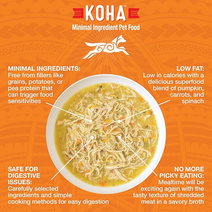KOHA Pure Shreds Chicken Entrée for Dogs, 12.5oz Cans (Pack of 12)