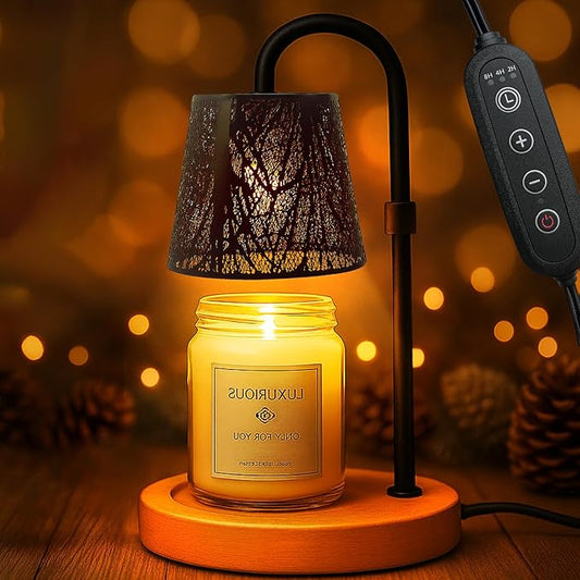 Black Candle Warmer Lamp with Timer Dimmer Adjustable Height for All Size Jar Candles, Birthday Gifts for Women Mom,Tree Candle Warmer for House Warming Gifts New Home Decor