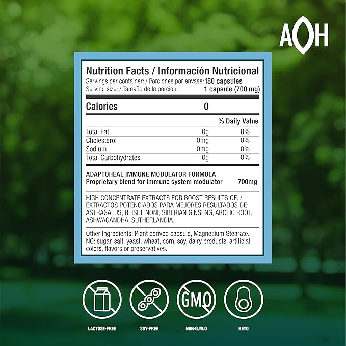 Immodulator - Adaptogenic Supplement for Well-Being, with Ginseng, Ashwagandha, Reishi Mushroom - Supports Stress Response, Mood Balance and Immune System Function (180 Capsules/700 mg)