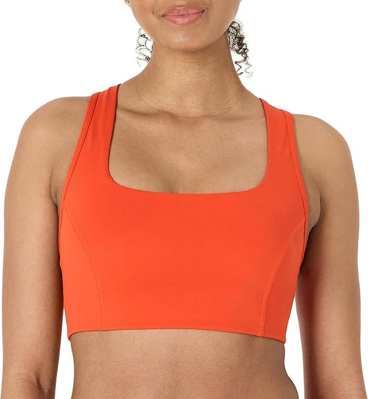 Amazon Essentials Women's Active FormFlex Buttery Soft Light Support Square Neck Racerback Sports Bra