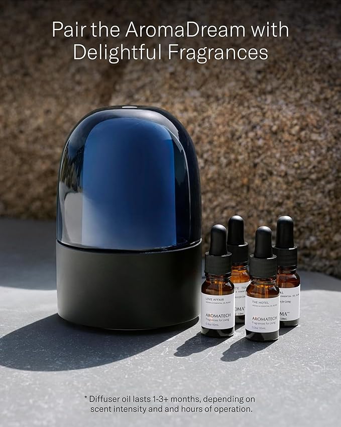 AromaTech AromaDream Scent Diffuser for Essential Oil Blends & Fragrances – Cold-Air Diffusion Scent Machine w/Bluetooth for Home, Bathroom, Bedroom, Boutiques, Spa – Nebulizing Diffusion System