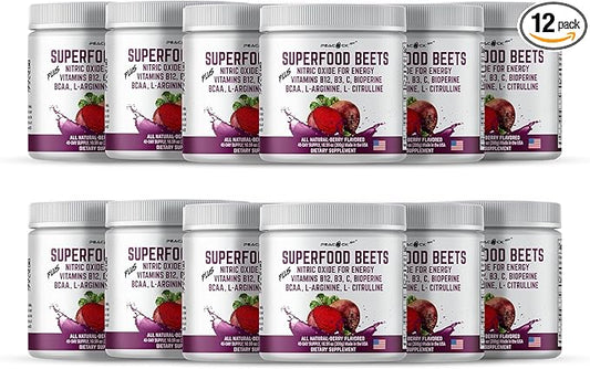 Superfood Beets Powder, 10.59oz (Pack of 2) - Beetroot Powder Organic Beet Root Blend with Green Tea & Berry Flavor, Non-GMO, Plant-Based Drink Mix