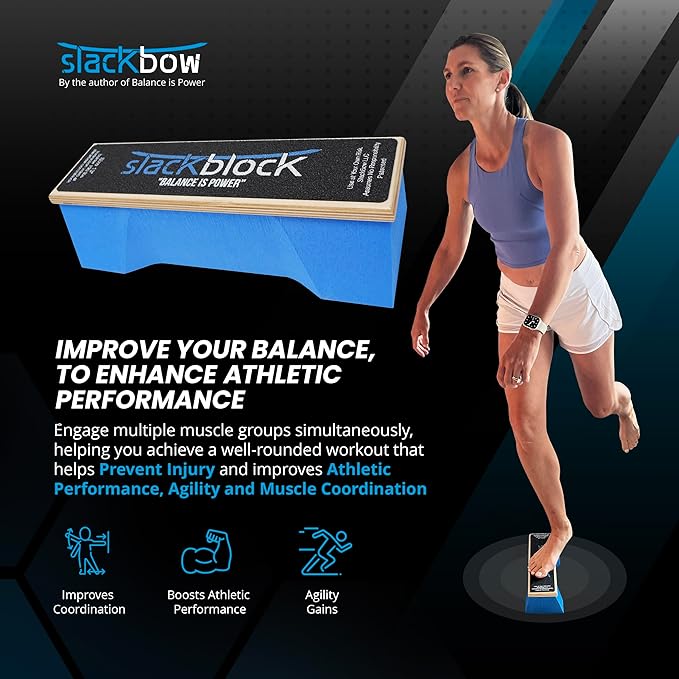 SlackBow SlackBlock Athletic Balance Trainer – Improve Balance, Stability, and Athletic Performance – Condition Your Body and Prevent Injury - Compact and Portable