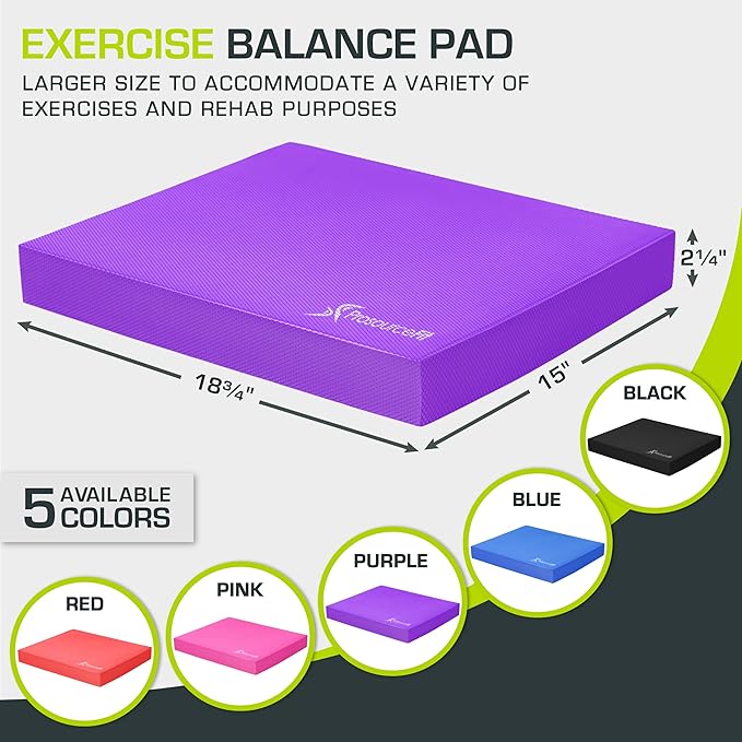 ProsourceFit Exercise Balance Pad – Non-Slip Cushioned Foam Mat & Knee Pad for Fitness and Stability Training, Yoga, Physical Therapy 15.5”x12.75”