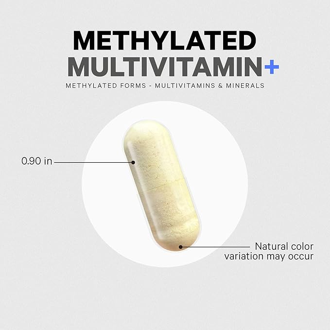 Codeage Methylated Multivitamin Supplement - B-Vitamin, Vitamins A, C, D, E, K2, B12 Methylcobalamin - L-Methylfolate - Magnesium, CoQ10, DIM, Probiotics, Benfotiamine, Lithium, Calcium - 90 Capsules
