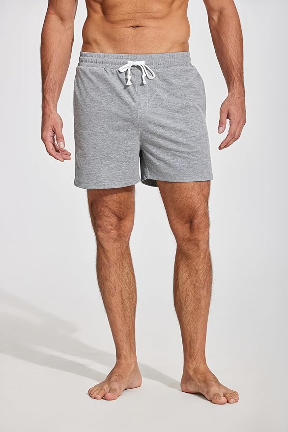 Deyeek 5.5 Inch Mens Pajama Shorts Sleep Cotton Lounge PJ Lightweight Elastic Waist Drawstring Nightwear Bottom with Pockets