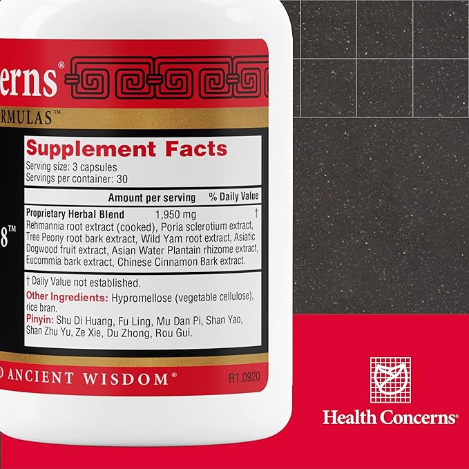 Health Concerns Rehmannia 8 - Kidney Cleanse Detox & Repair Supplement - Back Discomfort & Urinary Tract Health for Women & Men - Traditional Chinese Herbal Formula for Backaches - 90 Capsules