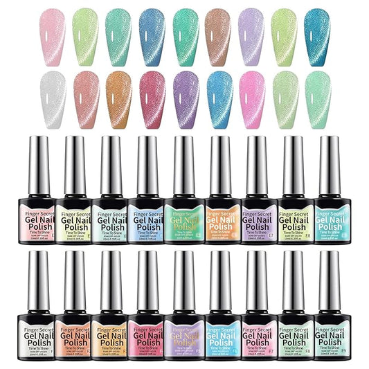 10ml Gel Cat Eye Nail Polish Kit - 18Pcs Cat Eye Magnetic Nail Polish With Magnetic Iron Rod Double Ended Nail Tool, Long-Lasting and Non-Fading Creating Fashionable Manicures