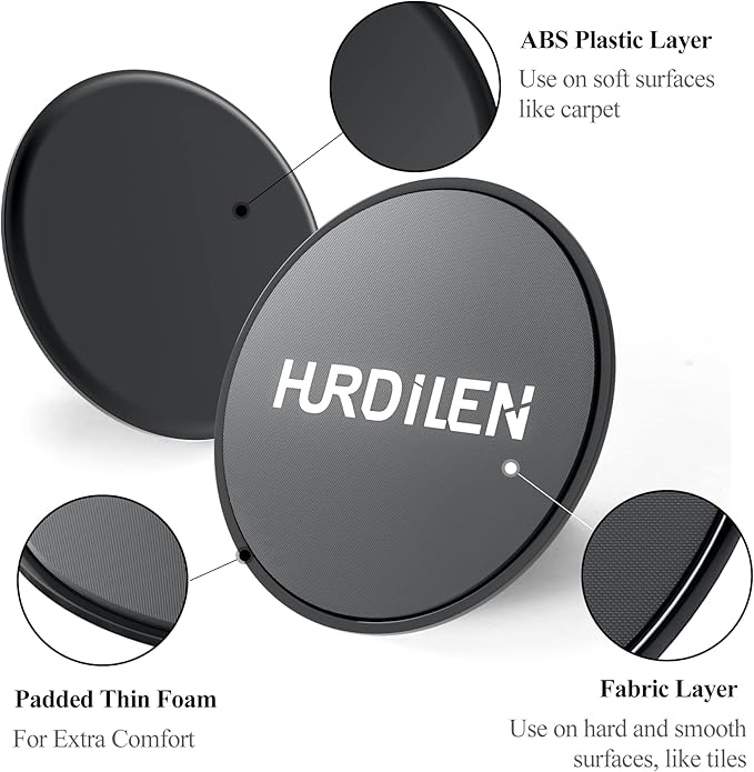 Core Sliders, Exercise Gliding Discs Dual Sided Use on Carpet and Hardwood Floors, Lightweight and Perfect Fitness Apparatus for Training Abdominal Core Strength