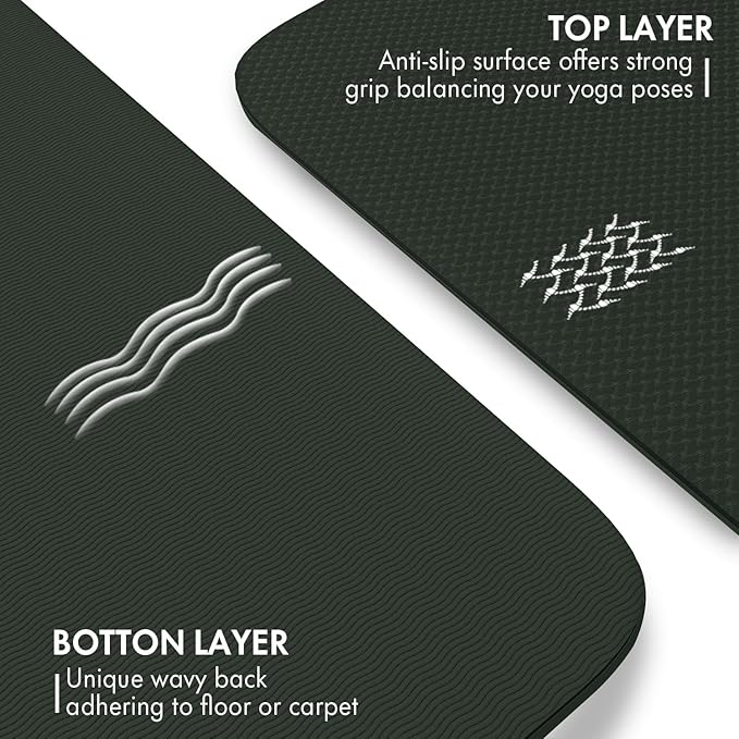 FrenzyBird Large Yoga Mat 6'x 4'（72”x 48”）—1/4" &1/3" Extra Wide Exercise Mat 183cm x 122cm Large Exercise Mat Big Home Yoga Mat Pilates Mat,Non Slip,Thick,TPE Workout Mat,for Women & Men, Yoga, Pilates, Gym and Floor Workouts Pilates