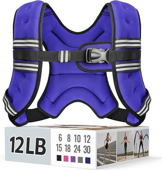 Weighted Vest for Women & Men with Reflective Stripe and Adjustable Buckle, Comfortable & Durable Rucking Vest for Walking, Running & Strength Training