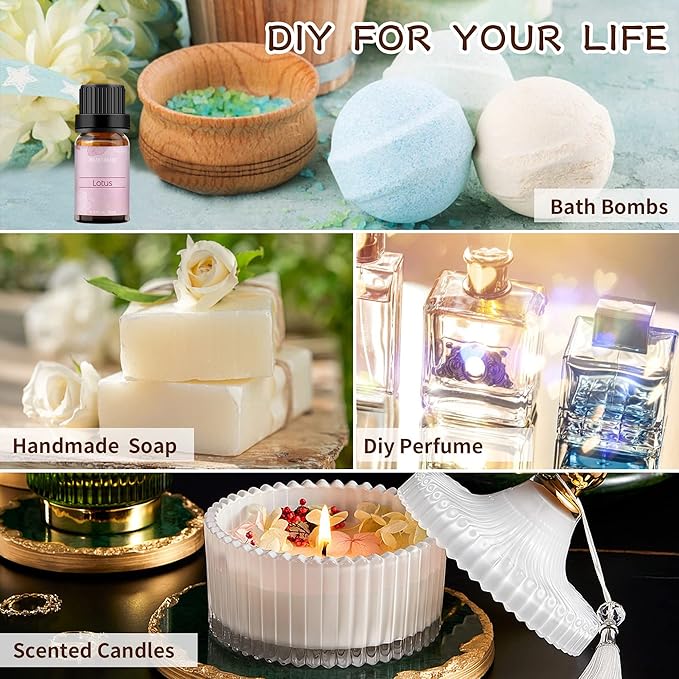 BURIBURI Lotus Essential Oil 100% Pure, Undiluted, Natural, Organic Aromatherapy Lotus Oils 10ML for Diffuser Soap Candle Making Home