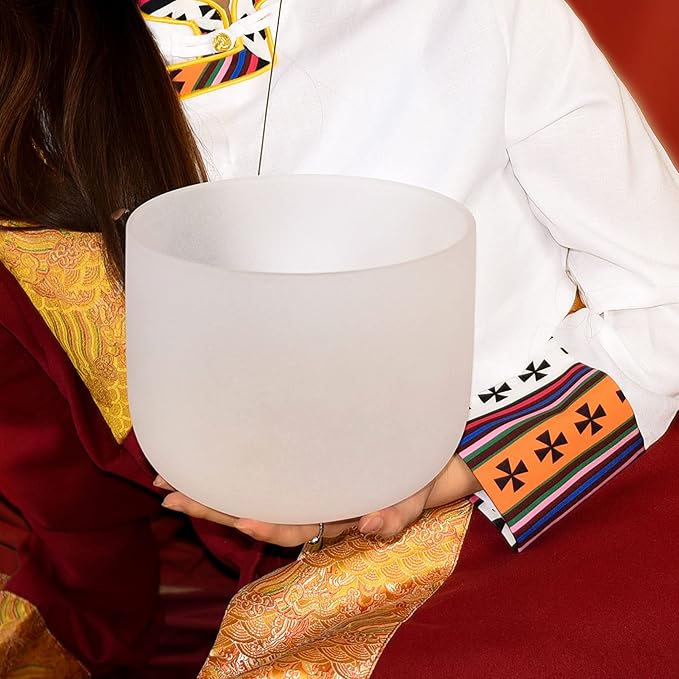 TOPFUND 7" C Note Crystal Singing Bowl Root Chakra with Suede Mallet