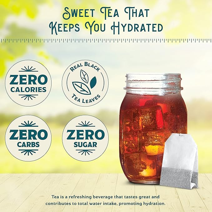 Southern Breeze Decaf Cold Brew Sweet Tea Peach Iced Tea with Black Tea and Zero Carbs Zero Sugar, 20 Individually Wrapped Tea Bags, Pack of 4