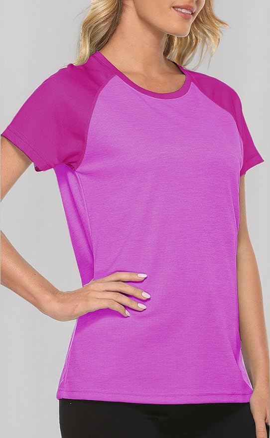 MoFiz Women's Short Sleeve UPF 50+ Sun Protection Sports T-Shirt Quick Dry Running Workout Athletic Tee Top