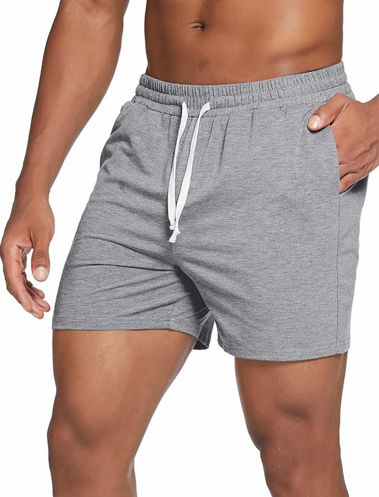 Deyeek 5.5 Inch Mens Pajama Shorts Sleep Cotton Lounge PJ Lightweight Elastic Waist Drawstring Nightwear Bottom with Pockets
