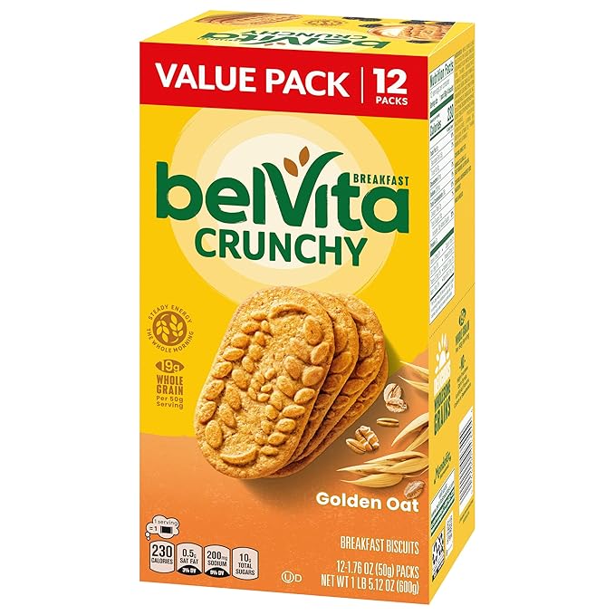 belVita Golden Oat Breakfast Biscuits, Value Pack, 24 Packs (4 Biscuits Per Pack)