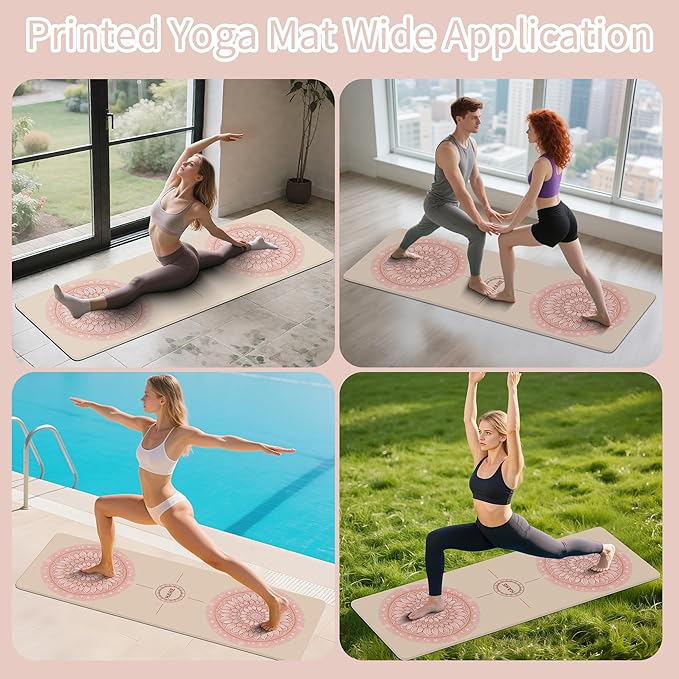 HAHE Yoga Mat Thick (8MM,1/3"), Eco-Friendly POE Non Slip Yoga Mat, High Rebound & Shock Absorption, Anti-Tear & Sweat-Resistant for Yoga, Fitness, Home, Workouts, Large Pilates Mats 72"x24" with Carrying Strap