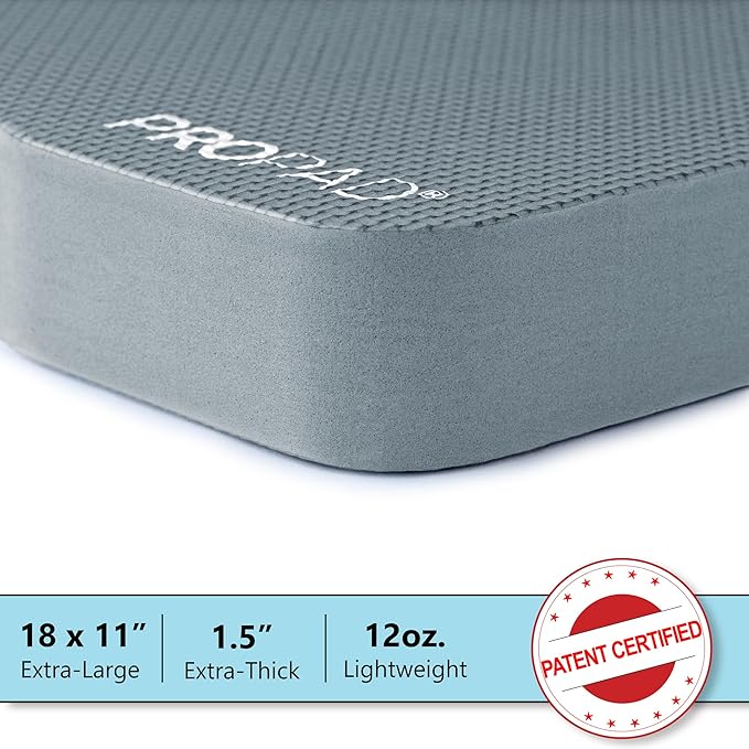 Thick Kneeling Pads, Garden Kneeler for Gardening, Bath Kneeler for Baby Bath, Kneeling Mat for Yoga, Knee Pad for Work, Floor Foam Pad, Extra Large (XL) 18 x 11 x 1.5 Inches, Gray (Pack of 2)