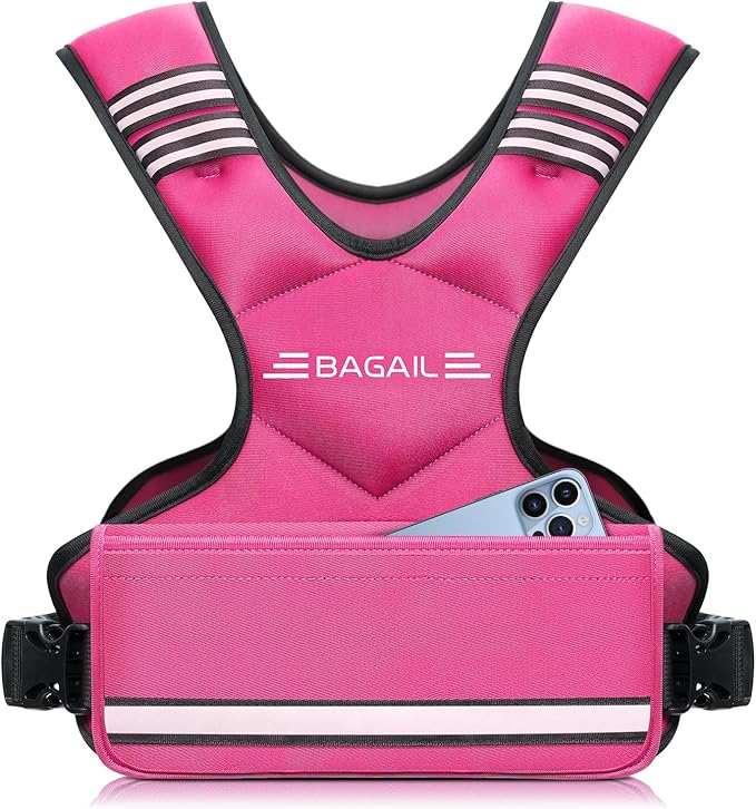 BAGAIL Adjustable Weighted Vest, 4-10lb/12-18lb/20-32lb Rucking Vest for Women & Men with 6 Weights & Large Pocket, Weight Vest for Home Workouts, Running, Walking and Strength Training