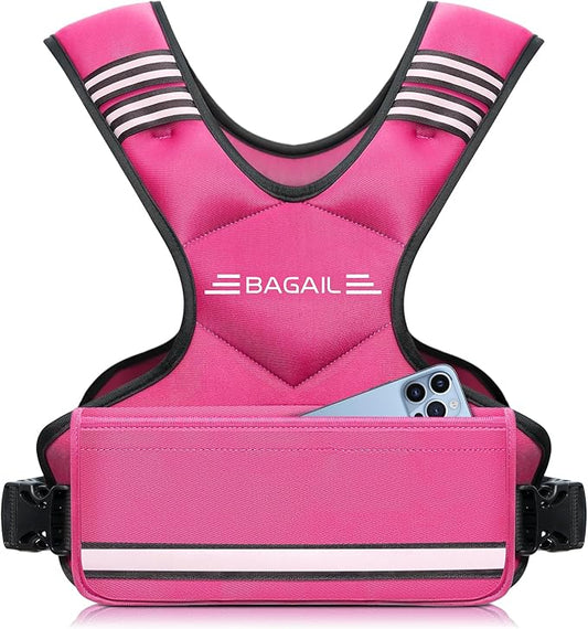 BAGAIL Adjustable Weighted Vest, 4-10lb/12-18lb/20-32lb Rucking Vest for Women & Men with 6 Weights & Large Pocket, Weight Vest for Home Workouts, Running, Walking and Strength Training