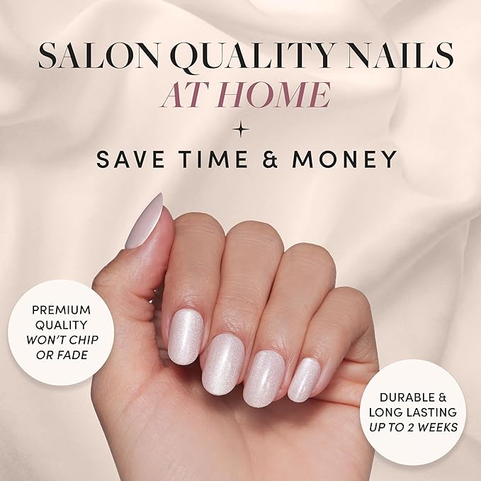 Glamnetic Press On Nails - Pure Intentions | Glossy, Semi-Transparent, Short Round Nails, Salon Quality | 12 Sizes - 30 Nail Kit with Glue