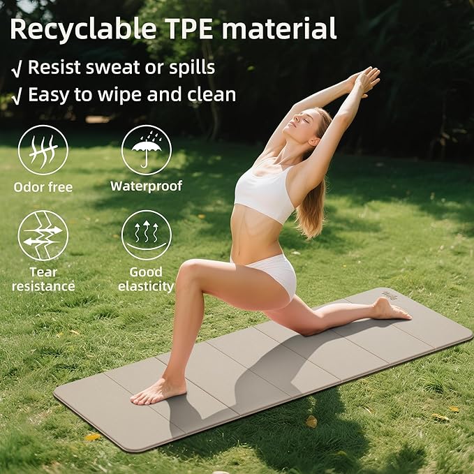 1/2 Inch Extra Thick Yoga Mat Pilates Equipment, 69"x24" Odorless Workout Mats for Home Gym, Non-slip Exercise Mats for Women Men Home Workout, Foldable Yoga Mats for Travel Camping Sleeping