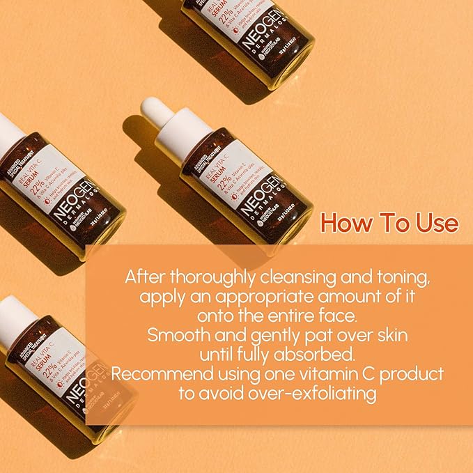 DERMALOGY by NEOGEN Vita C Serum 22% with Pure Ascorbic Acid,vitamin complex (Vitamin E, Vitamin B5) and Niacinamide -1.12 fl oz (Pack of 2)